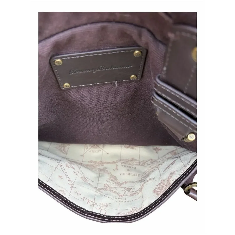 Tommy Bahama Tobago Brown Canvas/Leather Messenger/Laptop/Briefcase/Travel Bag